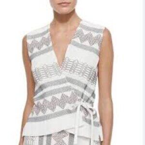 Tory Burch White Sleeveless Wrap Top size 6